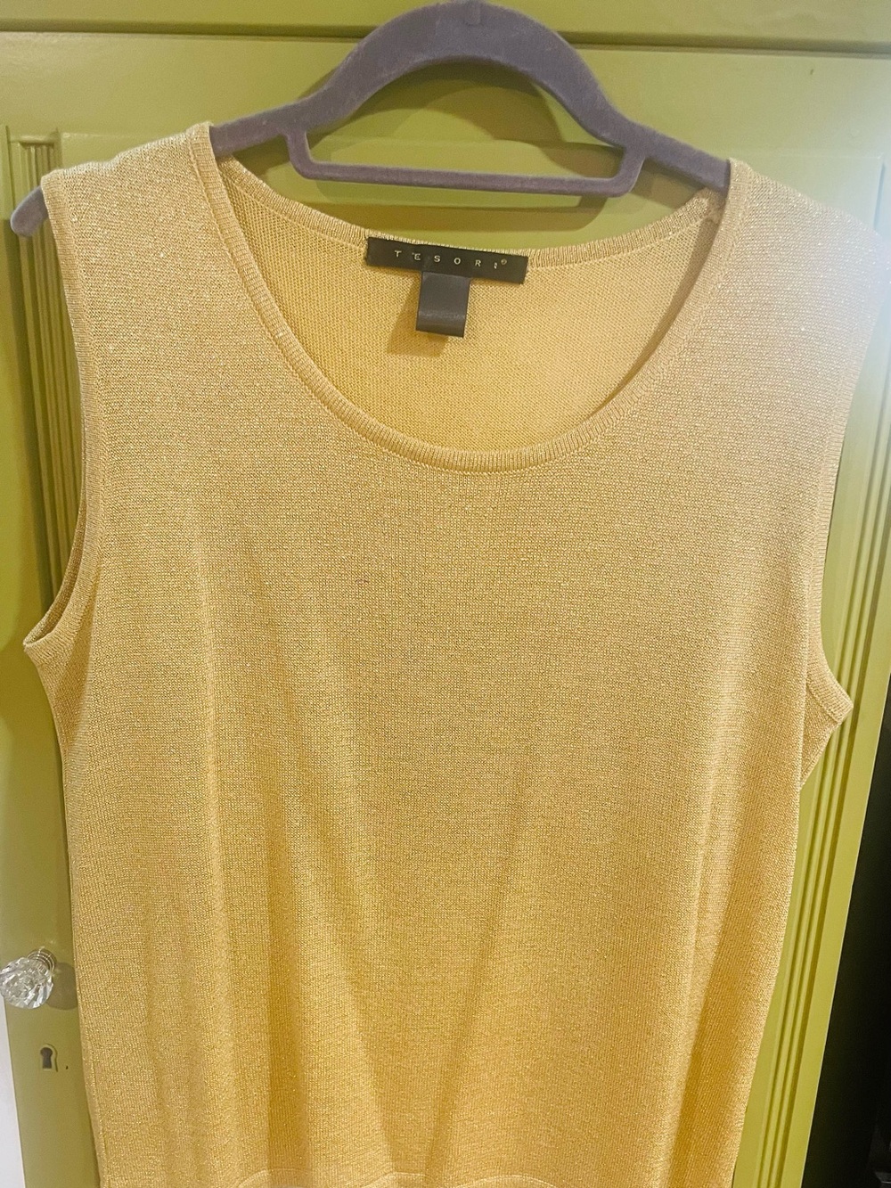 Tesori Metallic Gold Sleeveless Tank